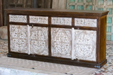 Antique Indian Mandala Hand Carved Solid Wooden Sideboard Whitewash 185x40x91cm A0385